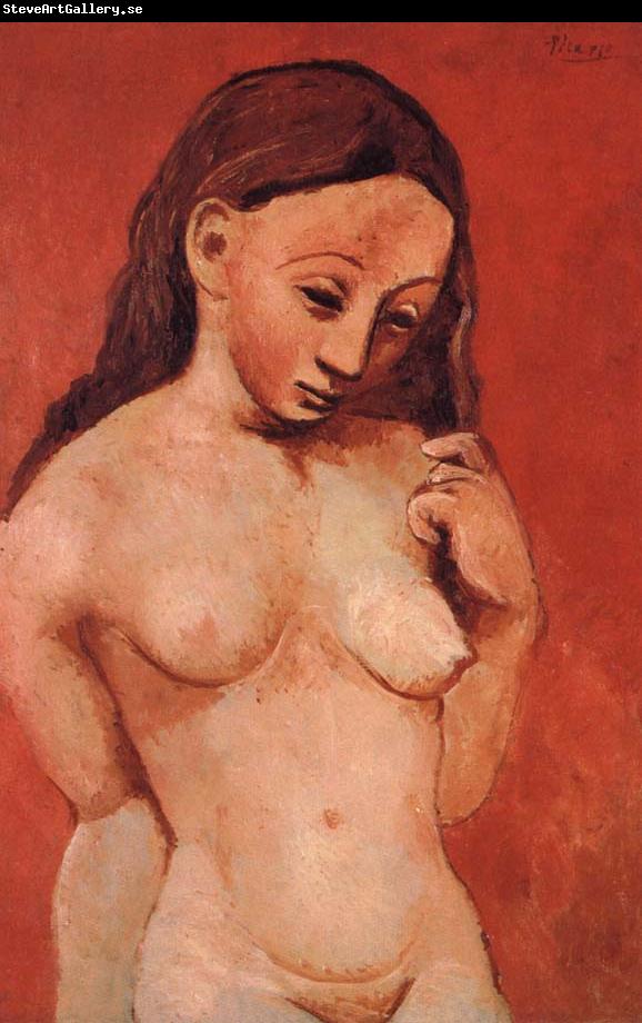 pablo picasso nude against a red backgroumd